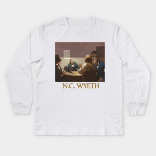 Wild Bill Hickok at Cards by N.C. Wyeth Kids Long Sleeve T-Shirt